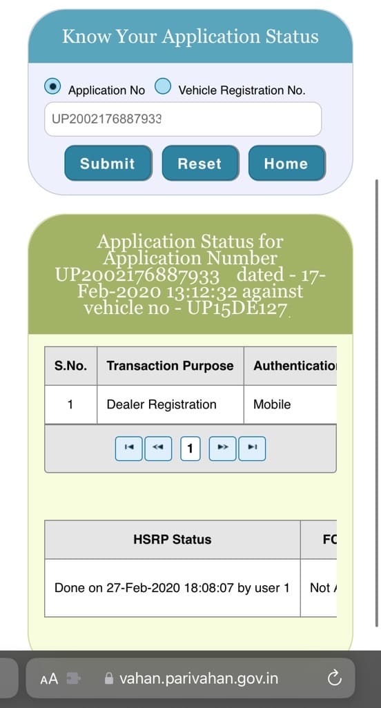 Know vehicle RC application status