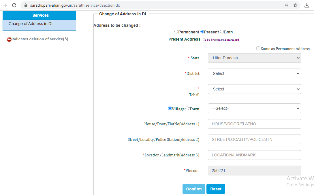 Enter new address details