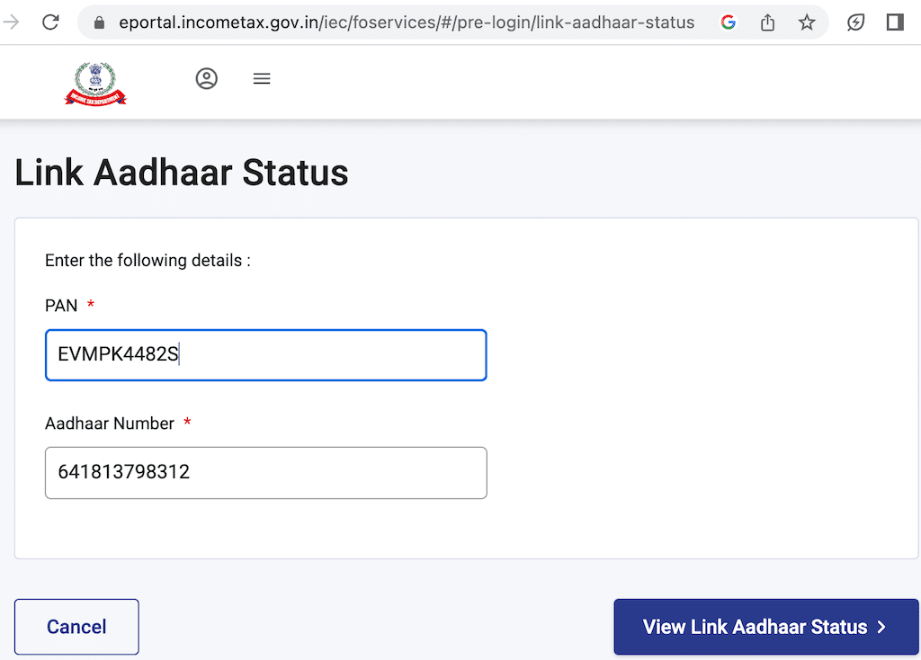 Enter pin number and Aadhaar number