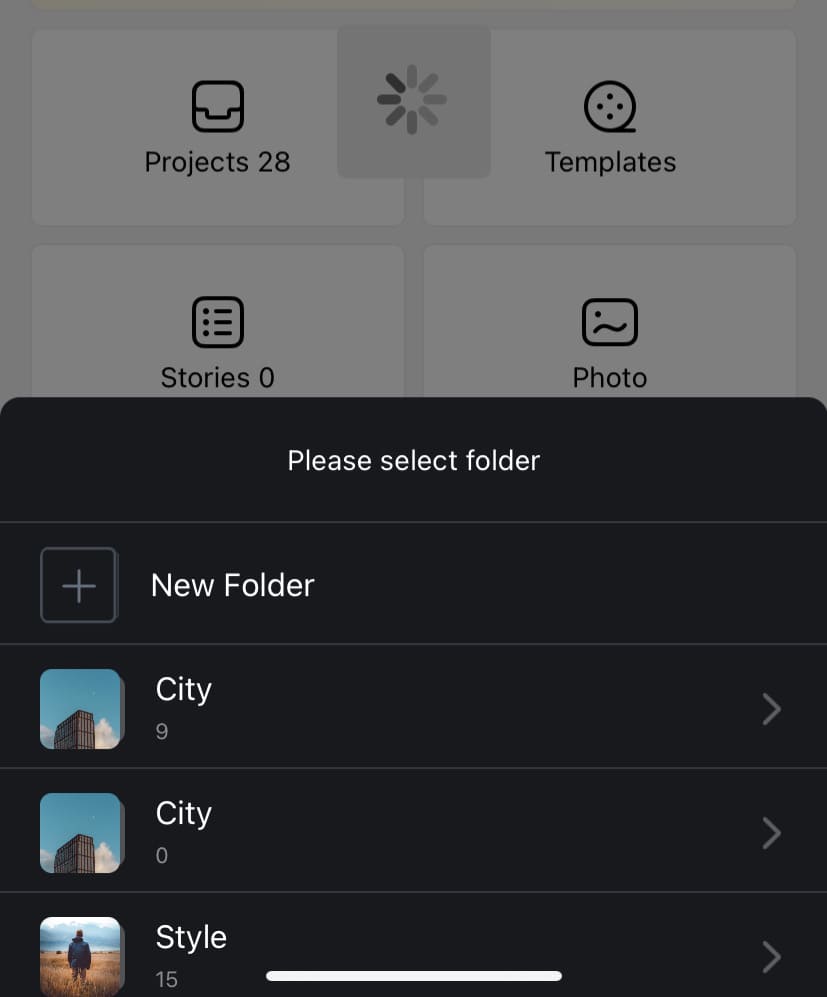 Select folder for filters