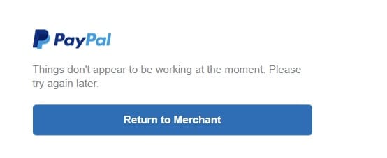 Things Dhoond appear to be working error on PayPal