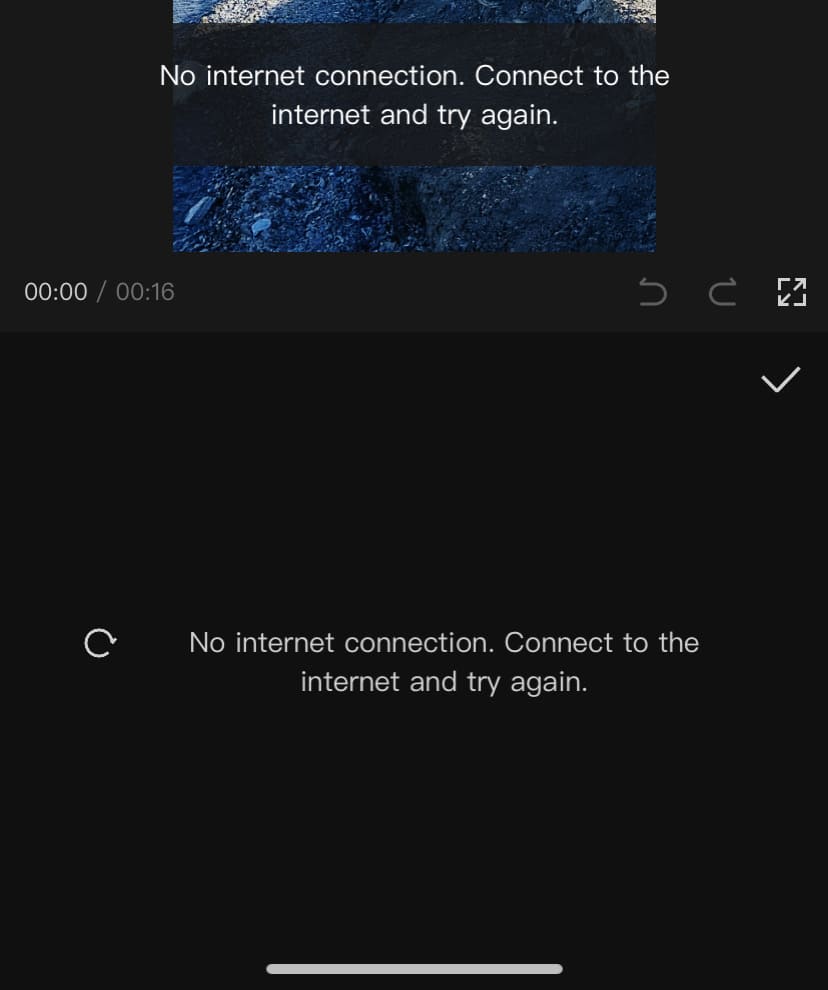 “No internet connection. Connect to the internet and try again” error in CapCut
