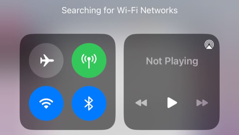 WiFi and Bluetooth in iPhone Control Center