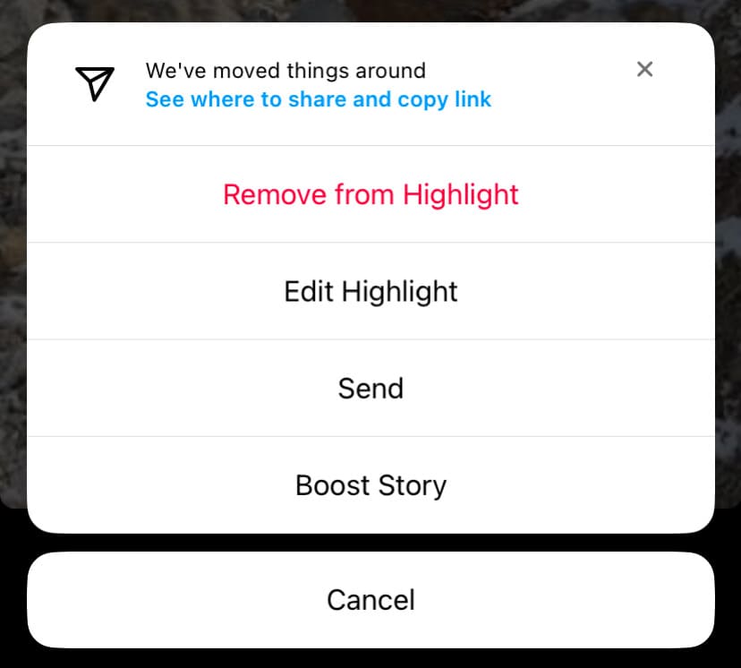 Remove story from highlights