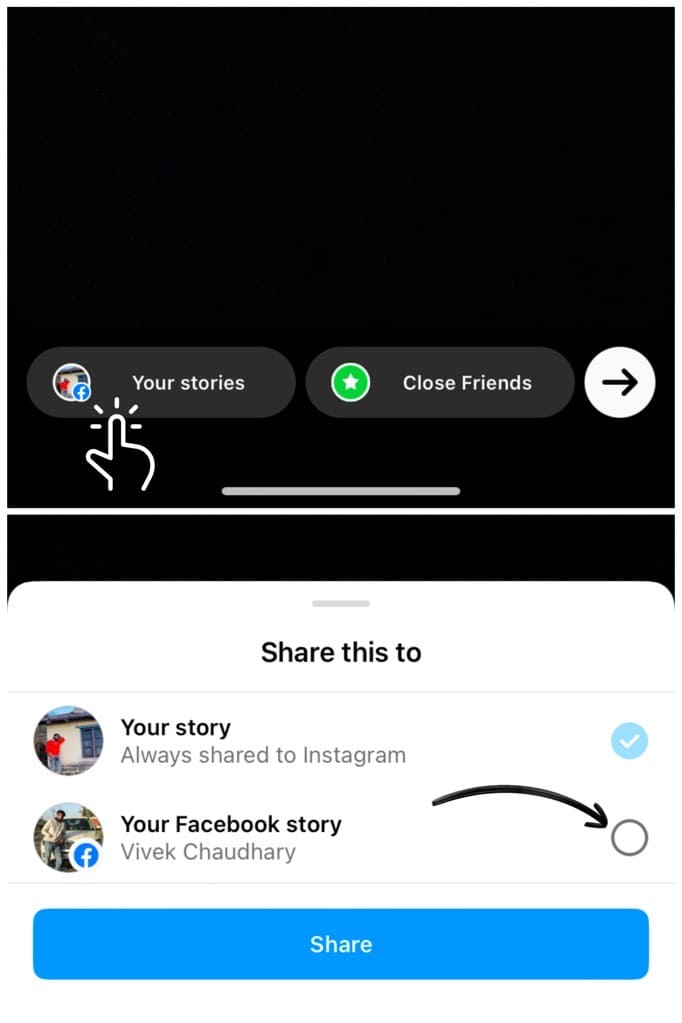 Disable share to Facebook while posting Instagram story