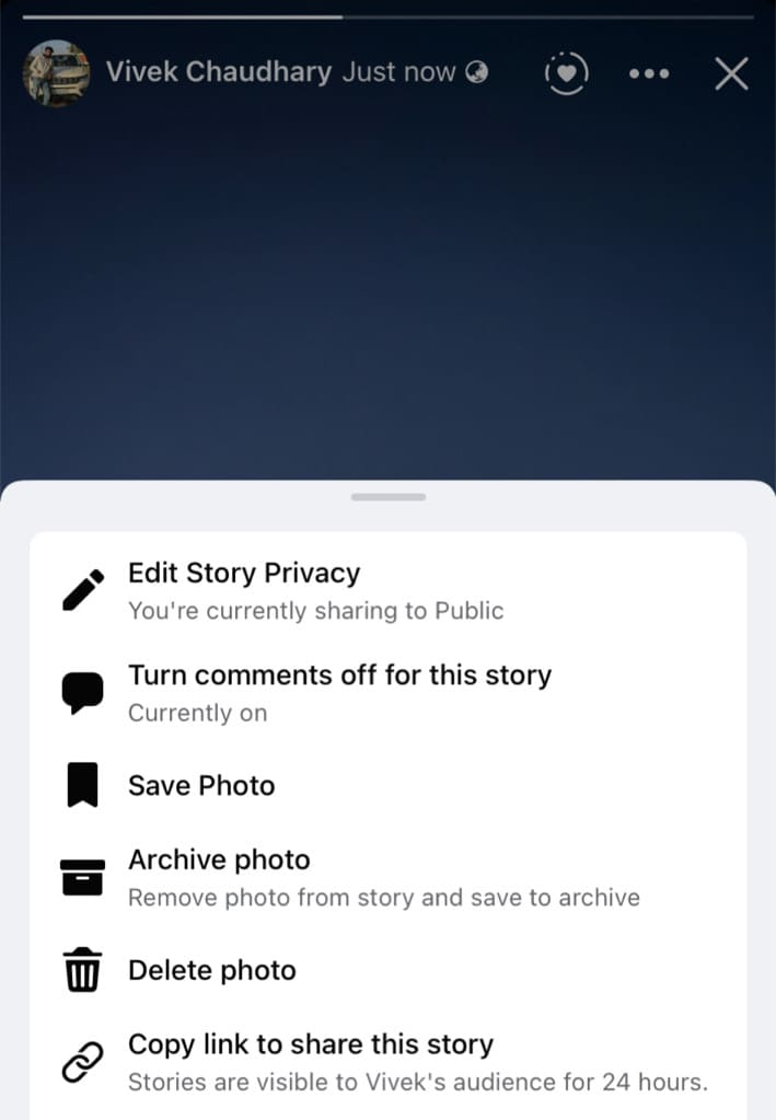 Hide Facebook story after posting