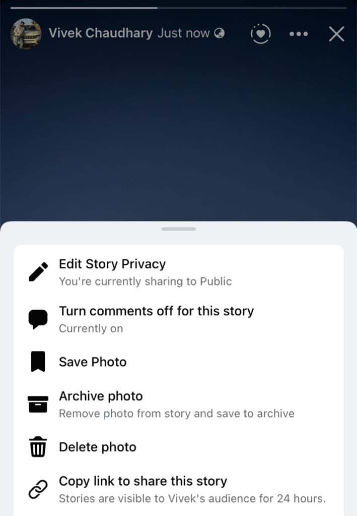 Hide Facebook story after posting