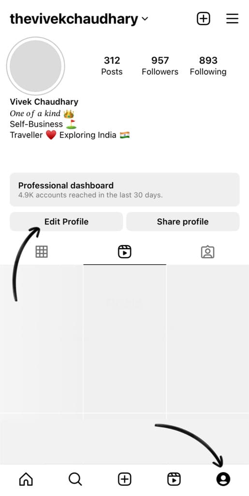 Instagram Edit Profile option for Threads