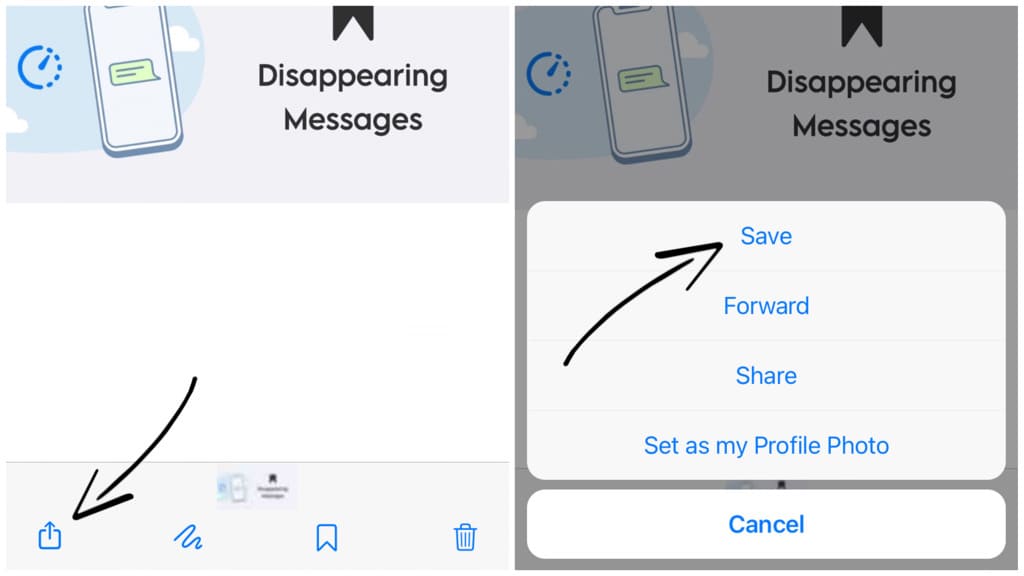 Save photos from disappearing messages on WahtaApp