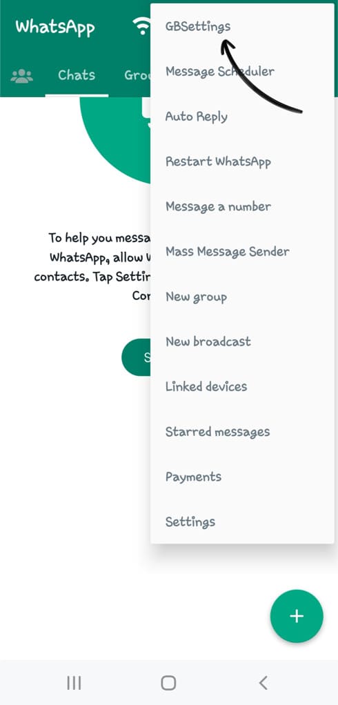 Go to WhatsApp GB settings