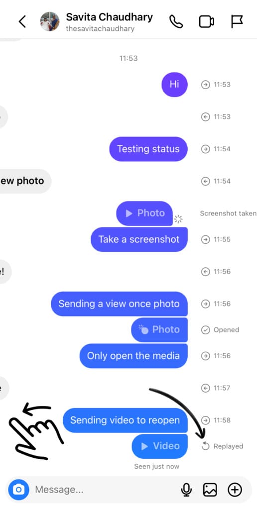 Know if recipient has replayed your disappearing photo or video on Instagram
