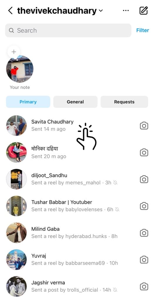 Open Instagram direct message to see timestamp