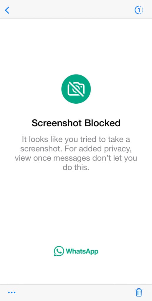 Screenshot blocked on WhatsApp view once