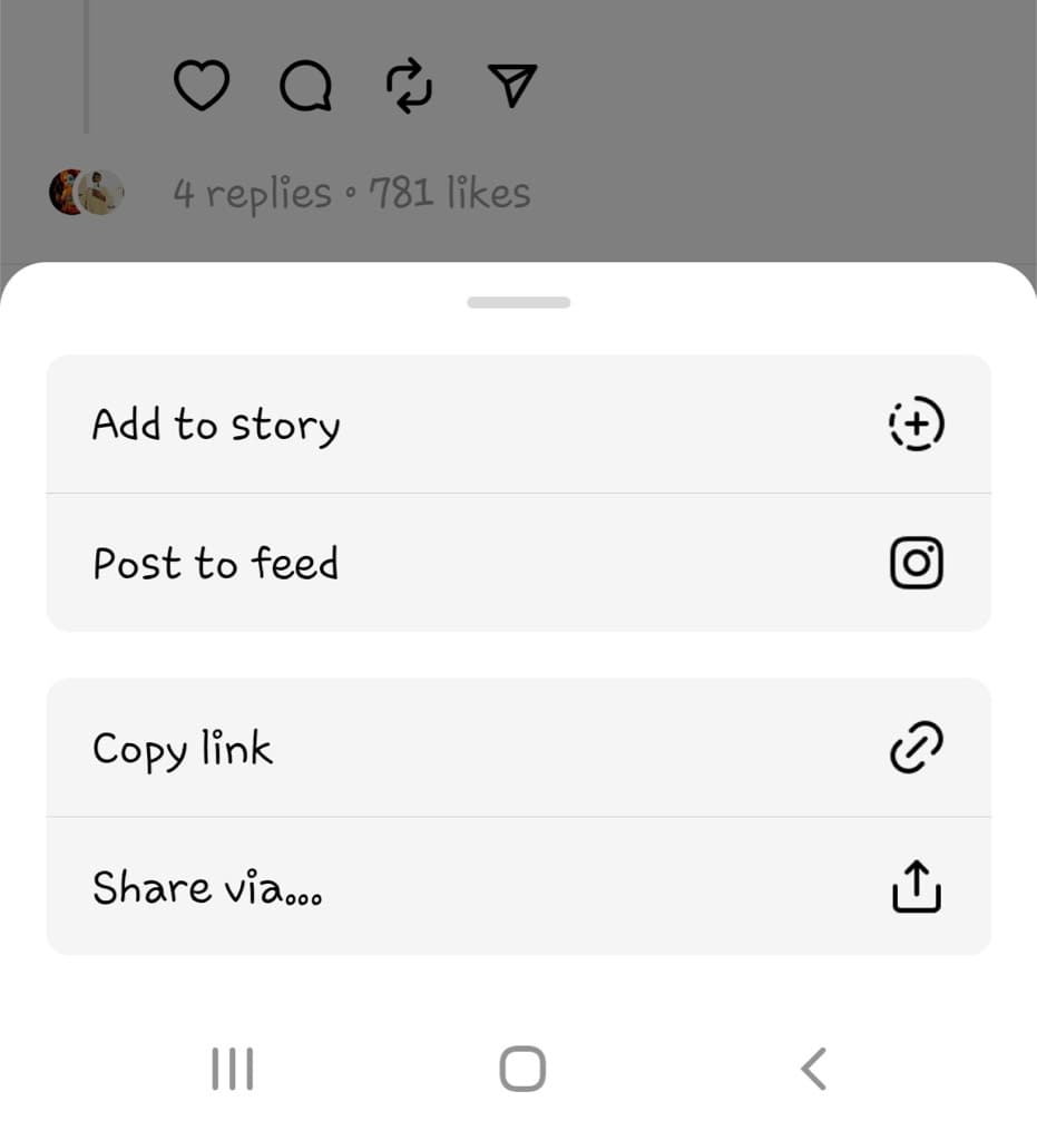 Copy Threads video link on Android