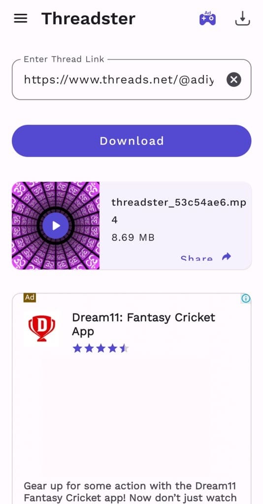 Download Threads video on Android using third-party app