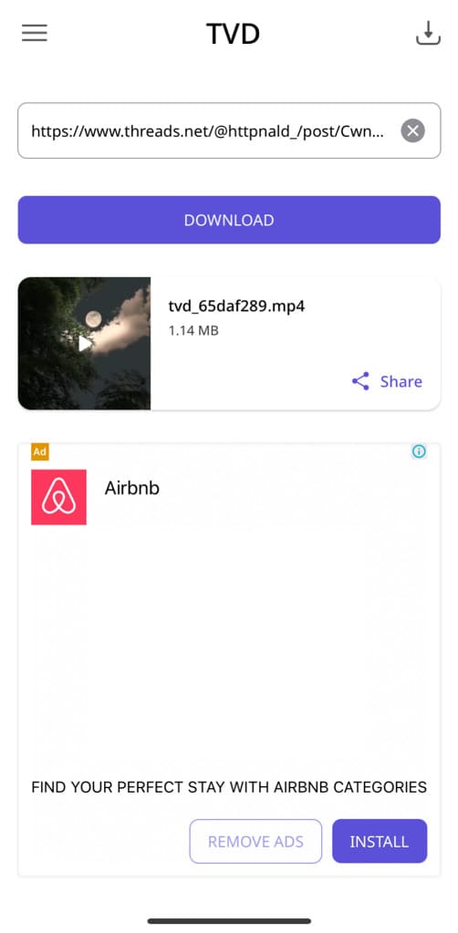 Download Threads video on iPhone using third-party app