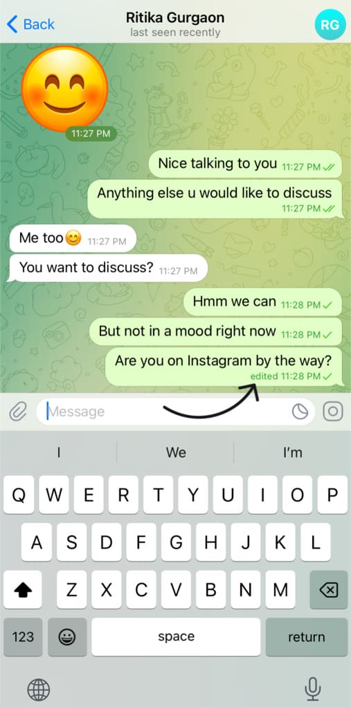 Edited label marked on Telegram message