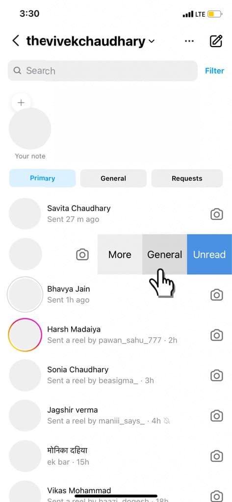 Hide Instagram chat on iPhone