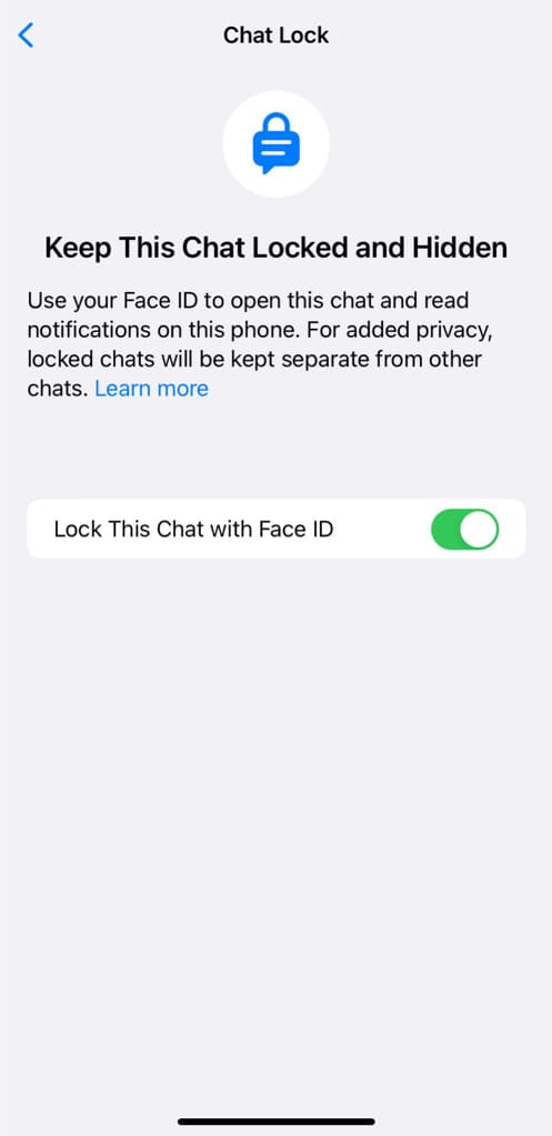 Lock WhatsApp chat on iPhone with FaceID