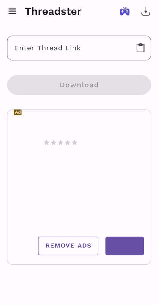 Paste Threads video link in Threadster app