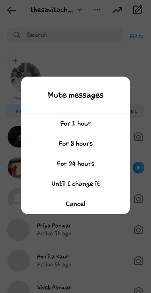 Select how long you want to hide message notitications