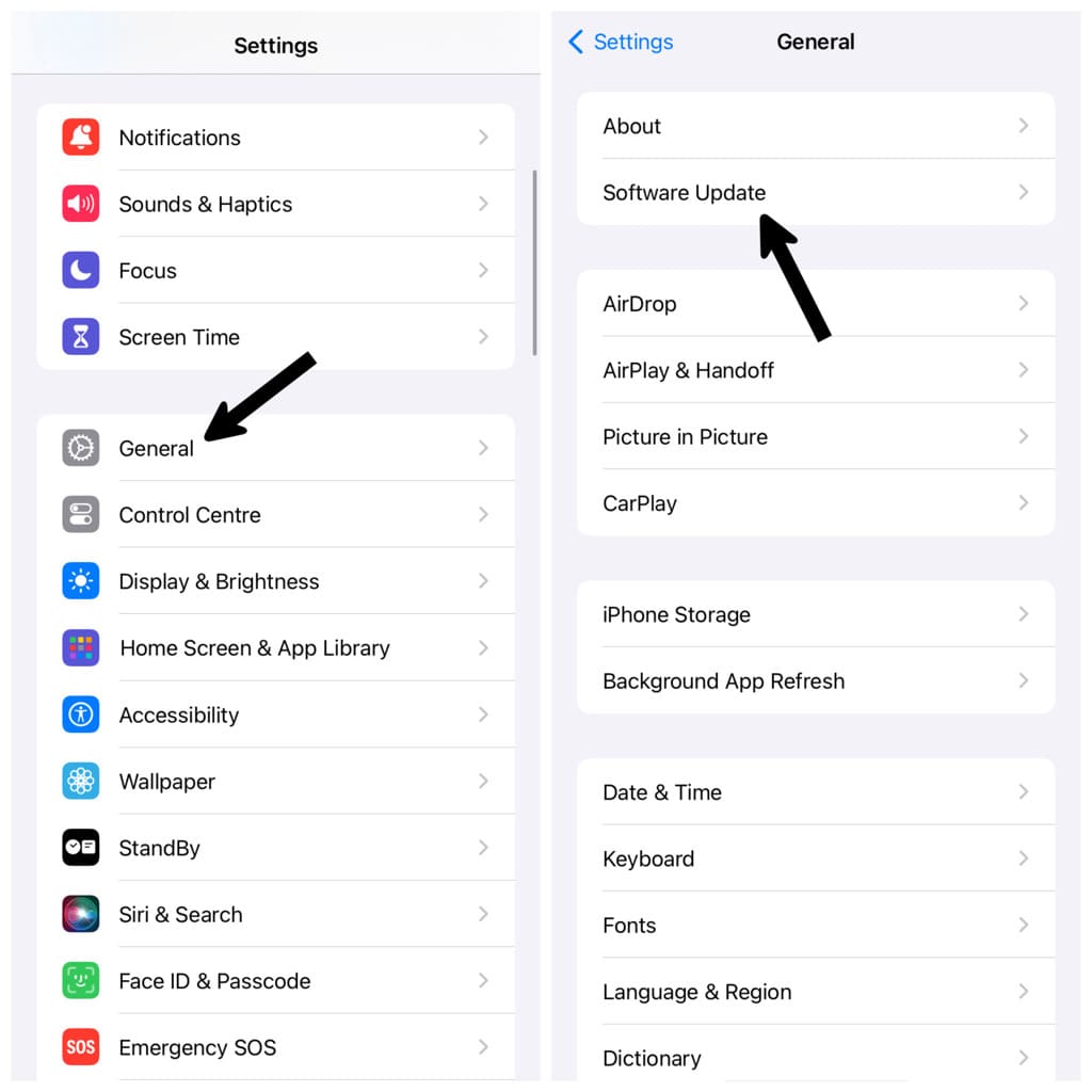 Go to iPhone storage settings