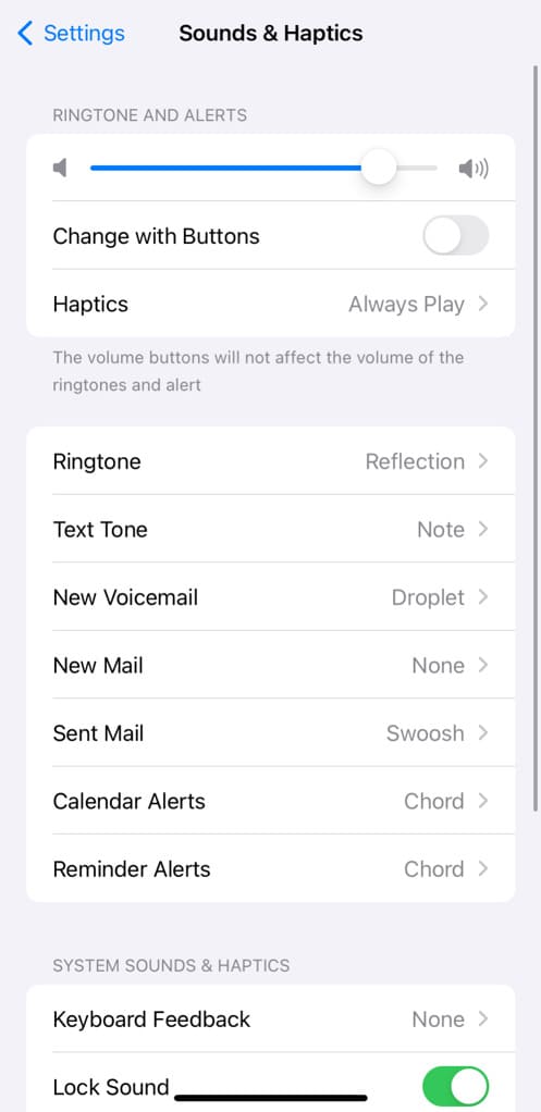 Select alter for which you want to disable vibration on your iPhone