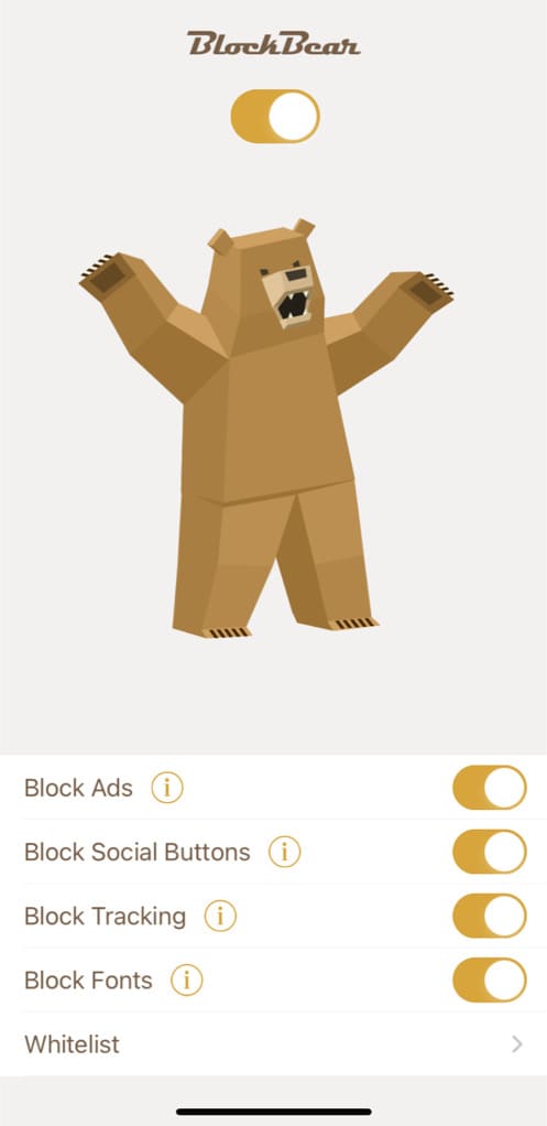 BlockBear extension to block ads on Safari iPhone