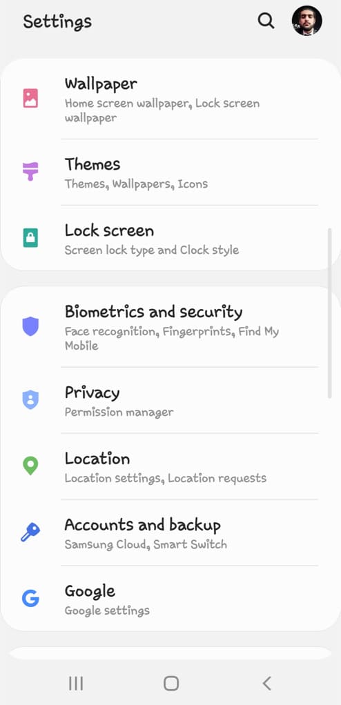 Biometrics security settings