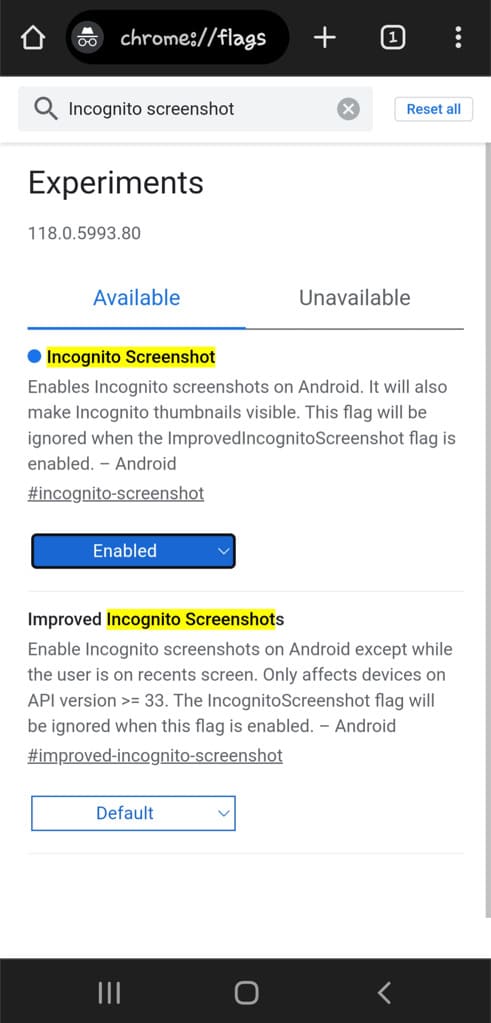 Find incognito screenshot in Chrome