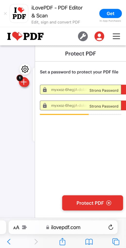 Set password to protect PDF file