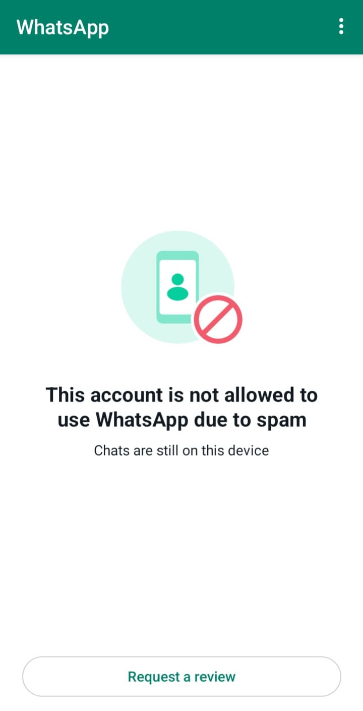 Request a review for “This account is not allowed to use WhatsApp” error