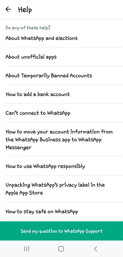 Send review request for banned WhatsApp account