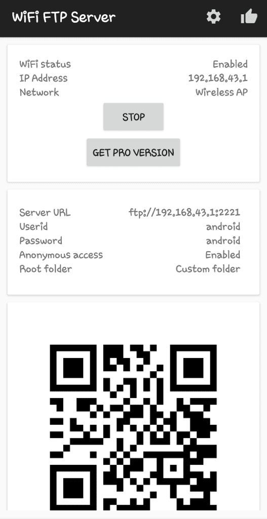 Setup FTP server on Android for iPhone