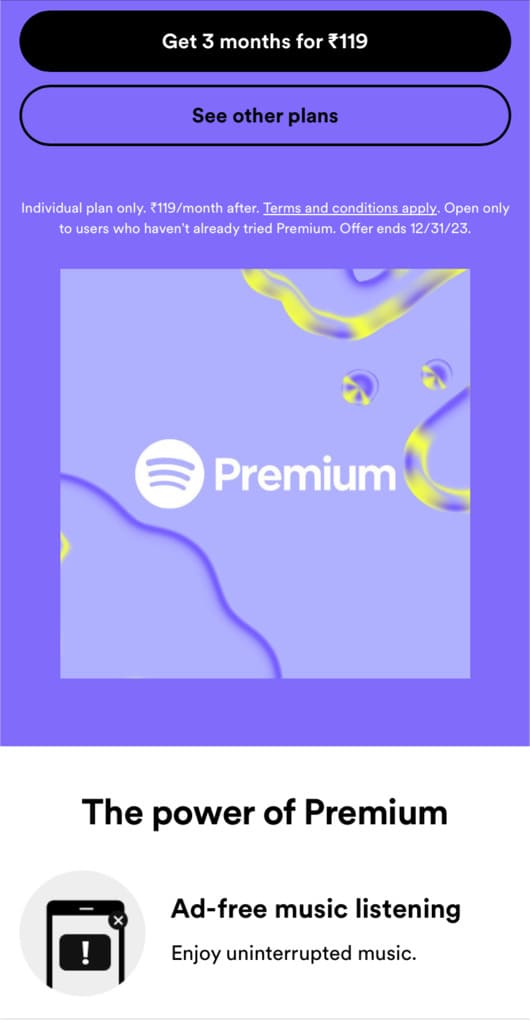 Skip Spotify Ads with Premium subscription
