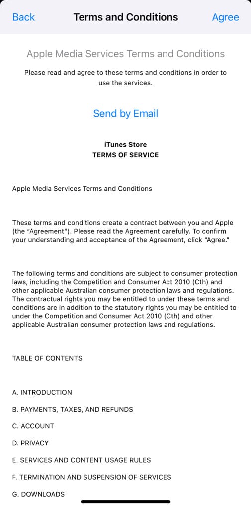 Accept Apple Terms and Condition