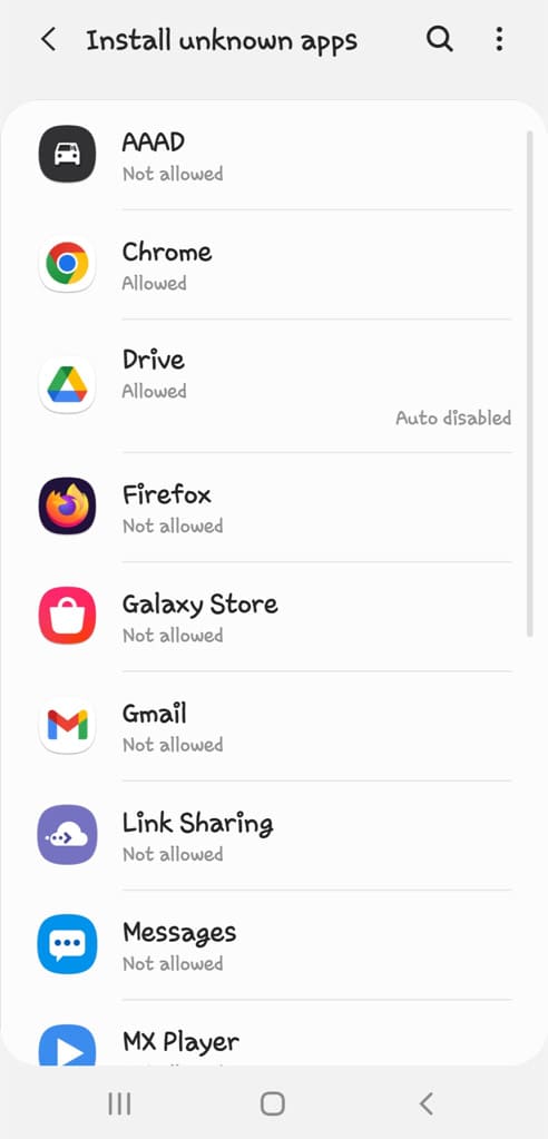 Allow install from unknown sources on Chrome