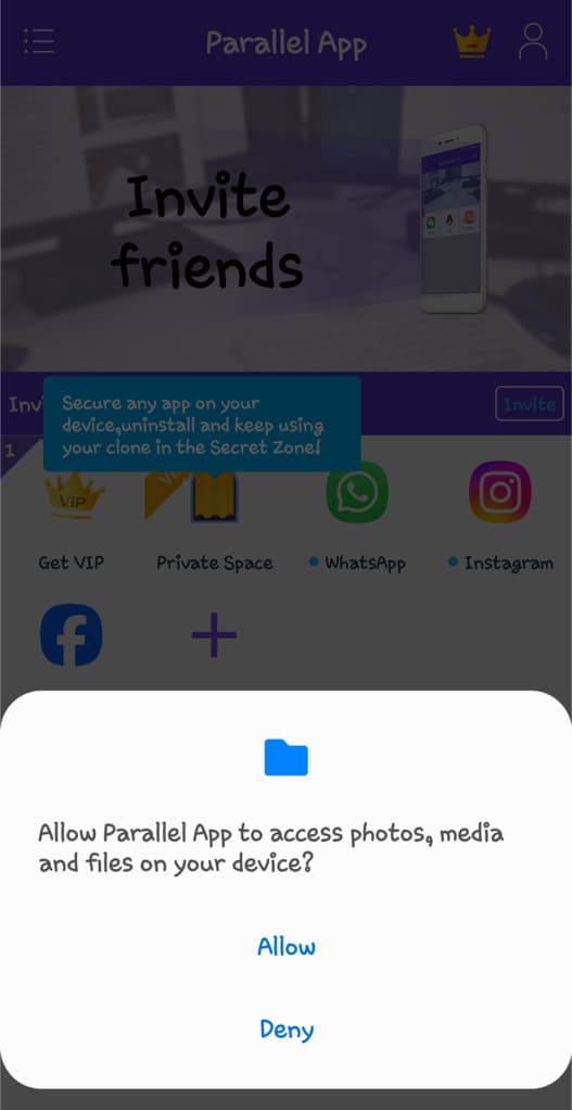 Allow Parallel Space to access media