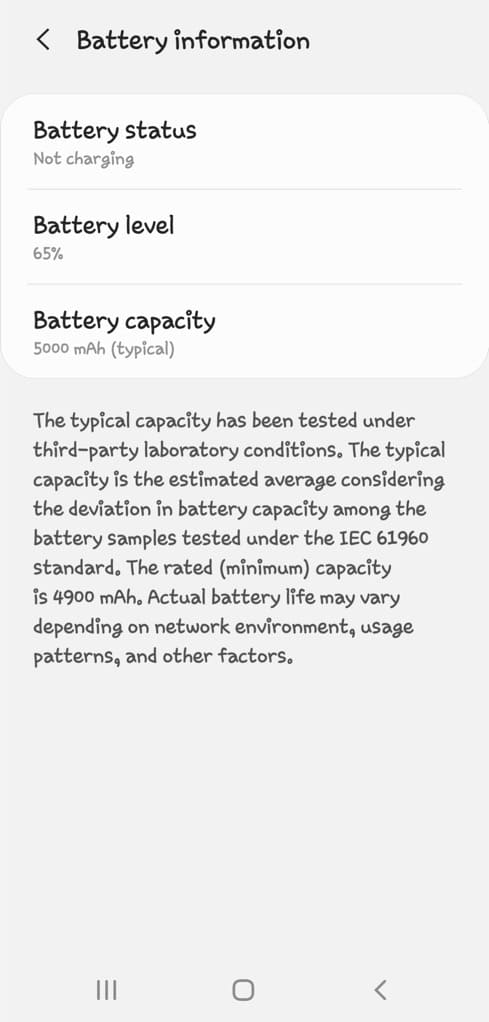 Battery capacity information on Android