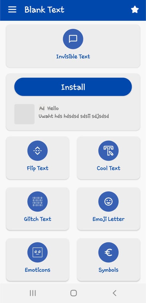 Blank Text app for Android