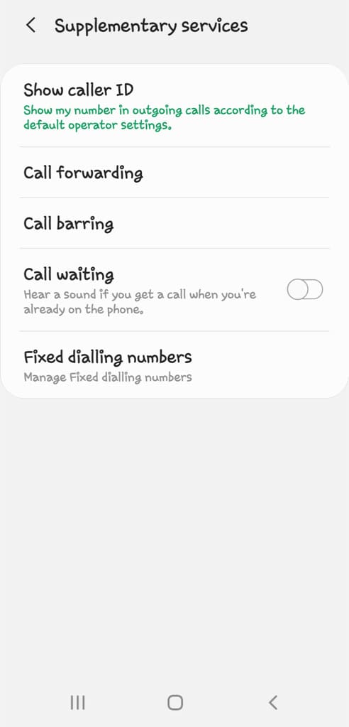 Call settings (Supplementary services)