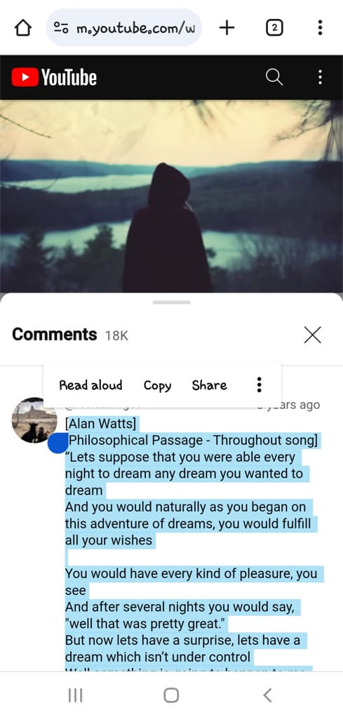 Copy YouTube comments from web version