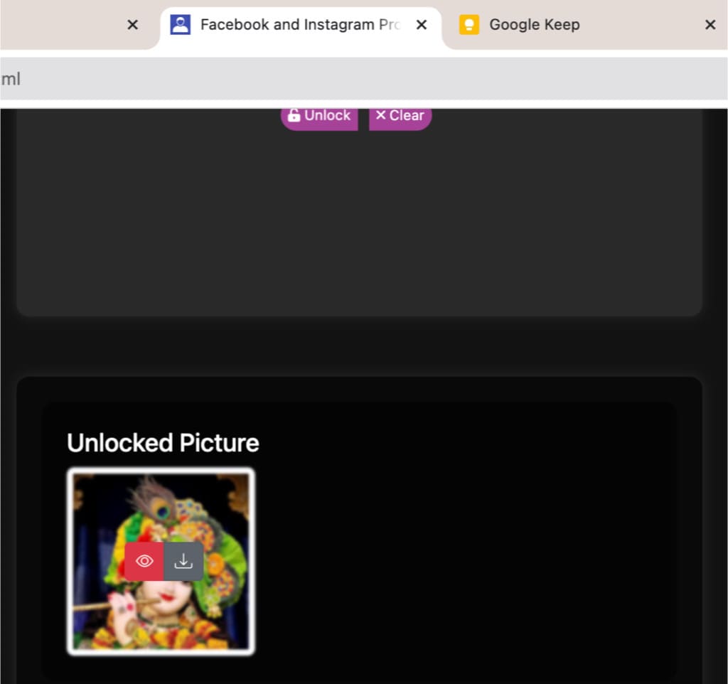 Download locked DP using Facebook Profile Viewer tool