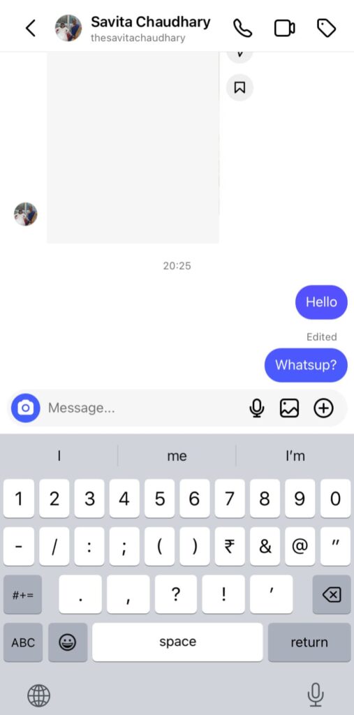 Edited label on Instagram message