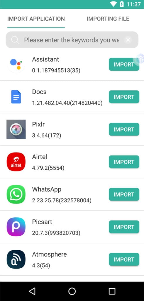 Import WhatsApp virtual Android