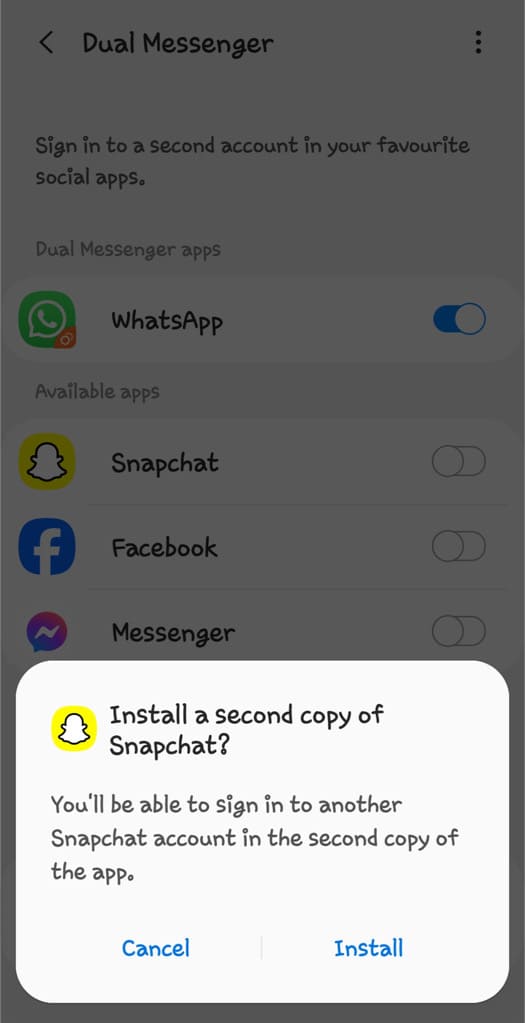 Install secondary copy of app on Android