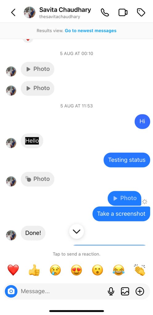 Locate message in Instagram conversation