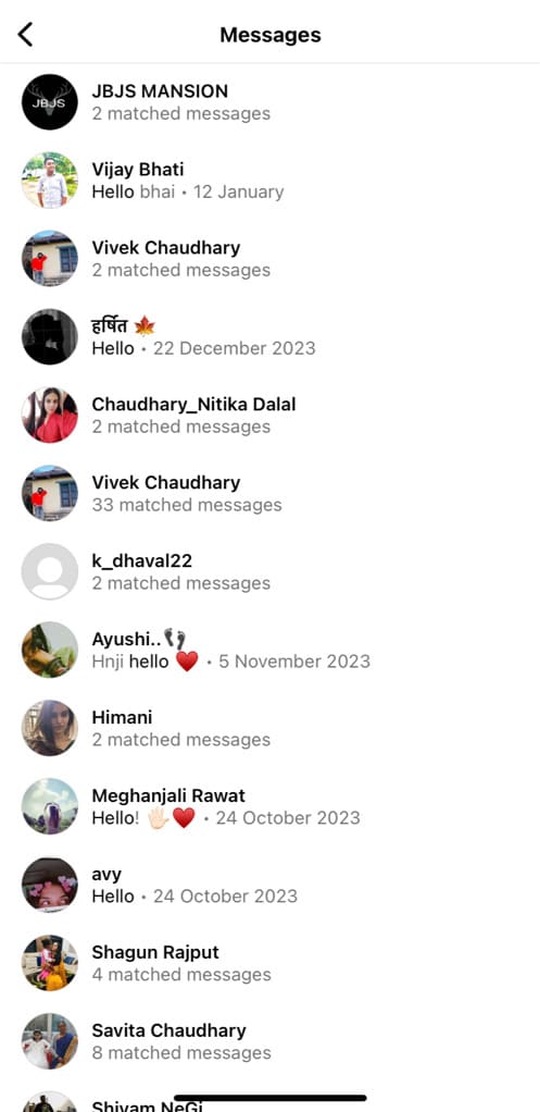 Search message in Instagram DM