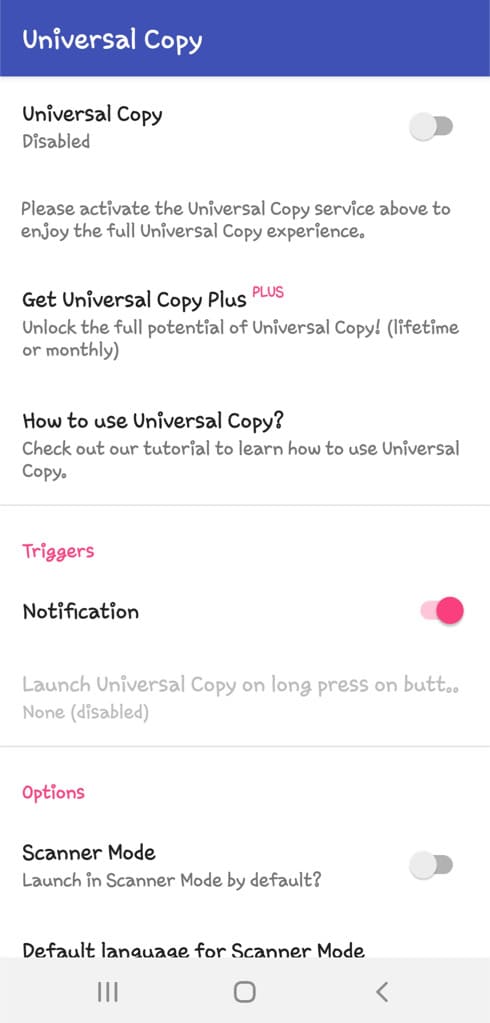 Universal Copy app