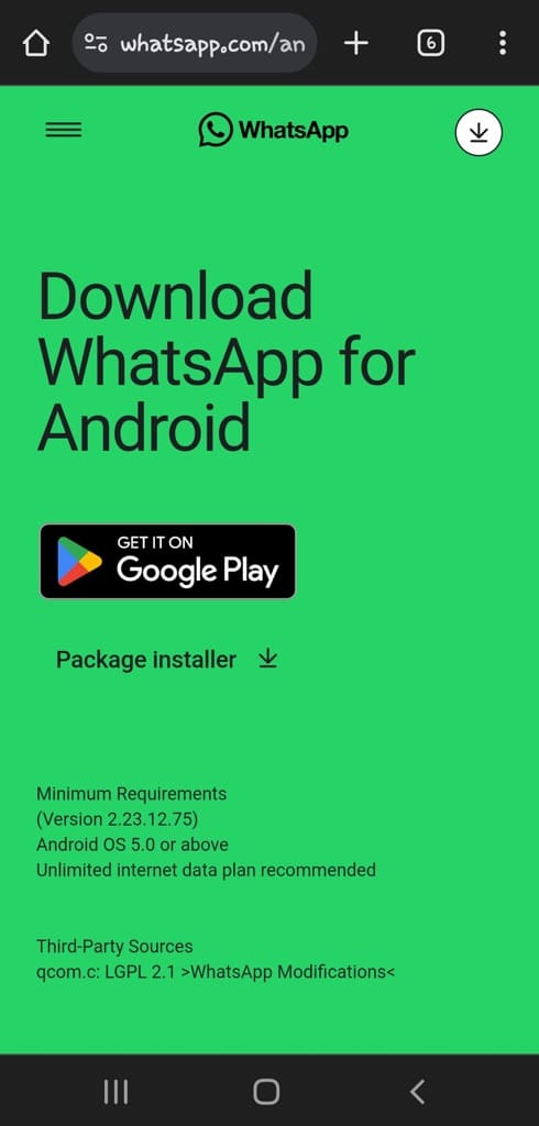 Download WhatsApp APK from official website